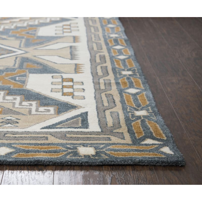 Alora Decor Ryder Ivory, Beige, and Grey Hand-tufted Southwestern Wool Rug
