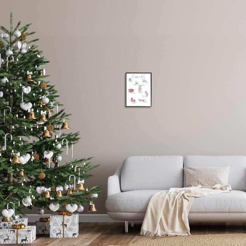 Stupell Christmas Fun Illustrated Item List Festive Holiday Traditions Framed Wall Art