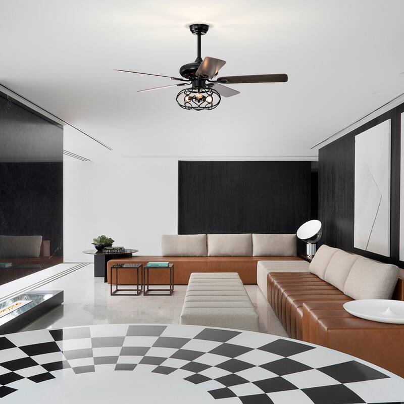 Low Profile Ceiling Fan with Lights(no include bulb),Blade Dark Wood 52-inch Ceiling Fan