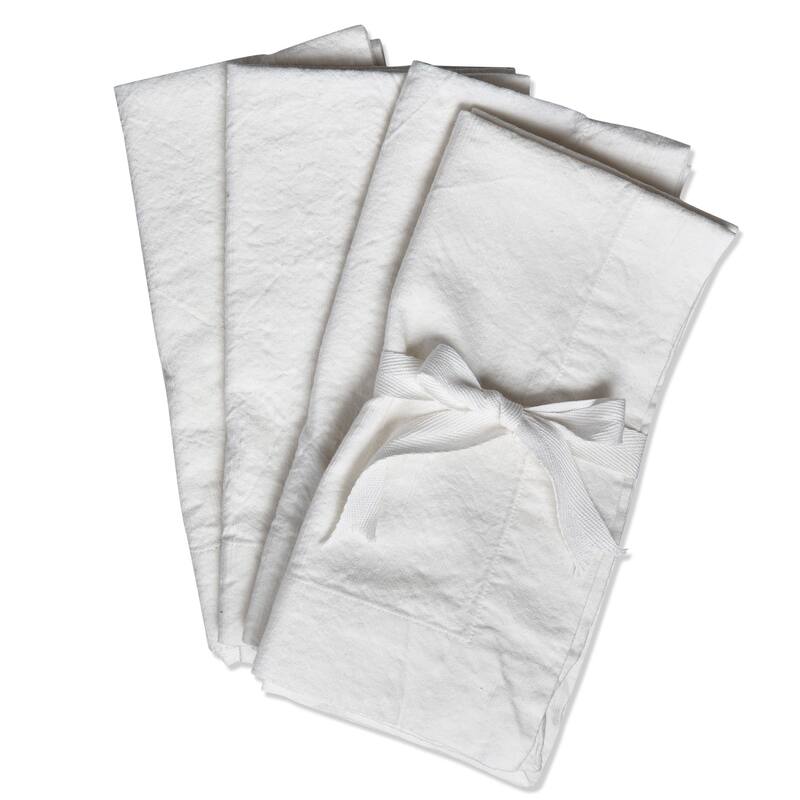 Threads Slub White Cloth Napkins Set of 4 - 20" x 20" Cotton Kitchen Textiles, Machine Washable, Everyday Use - 20 x 20