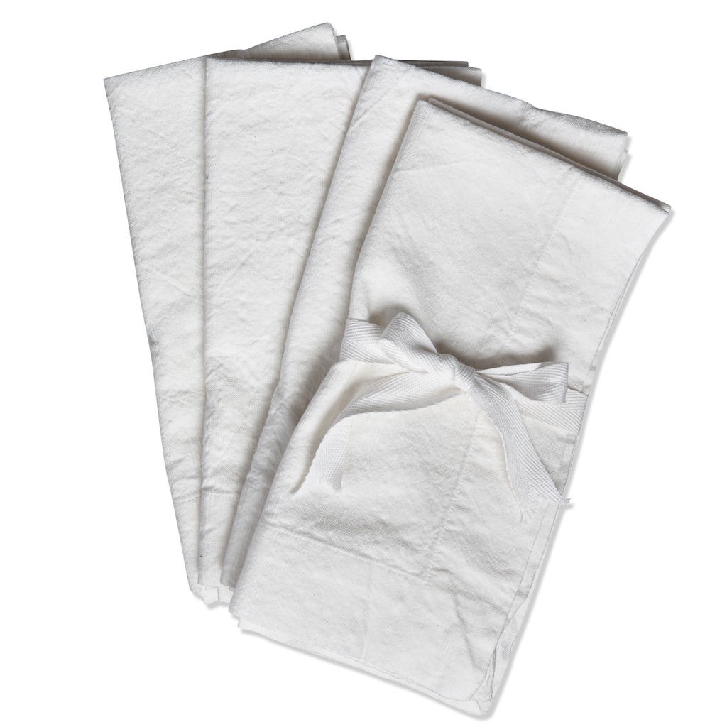 Threads Slub White Cloth Napkins Set of 4 - 20" x 20" Cotton Kitchen Textiles, Machine Washable, Everyday Use - 20 x 20
