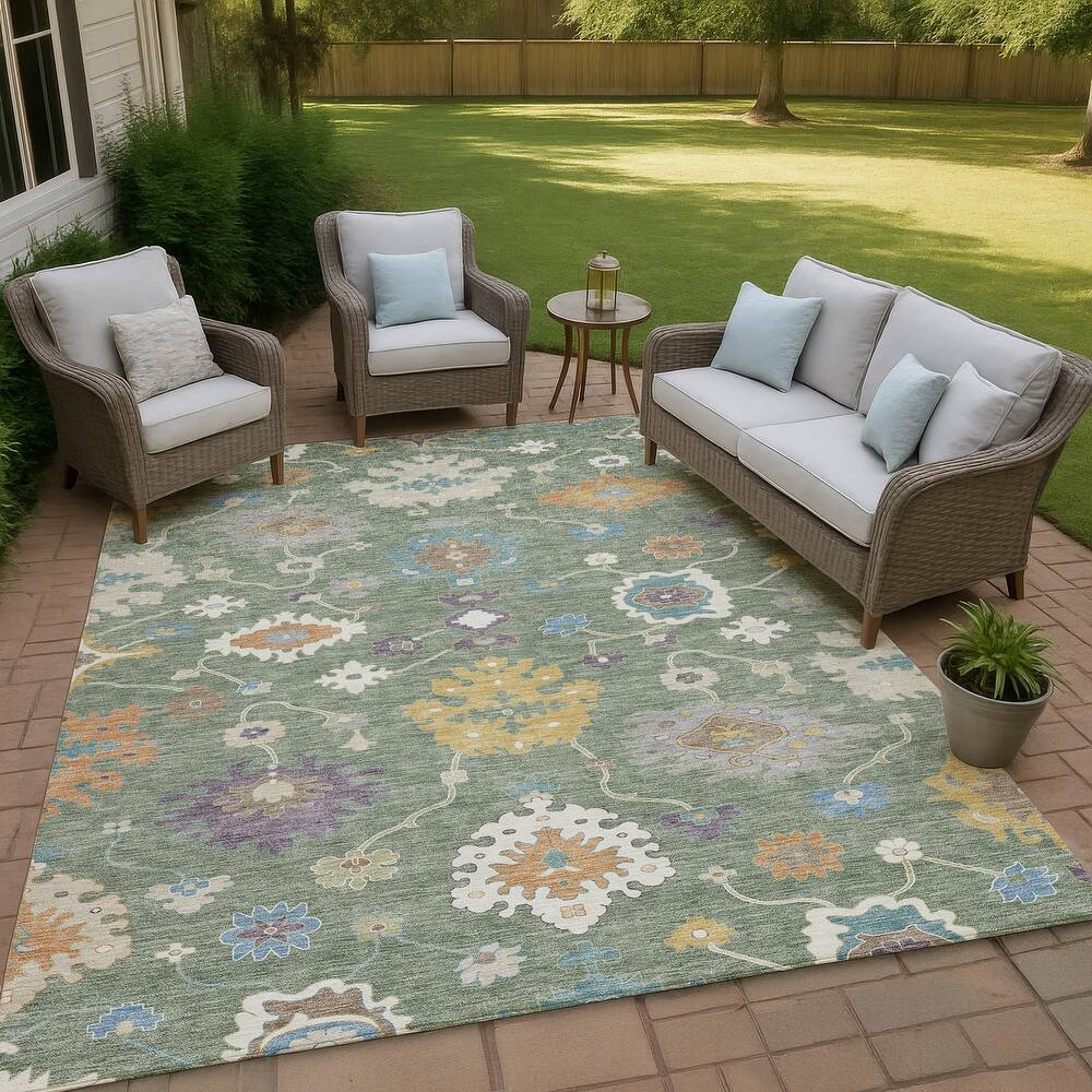 Machine Washable Indoor/ Outdoor Traditonal Delhi Chantille Rug