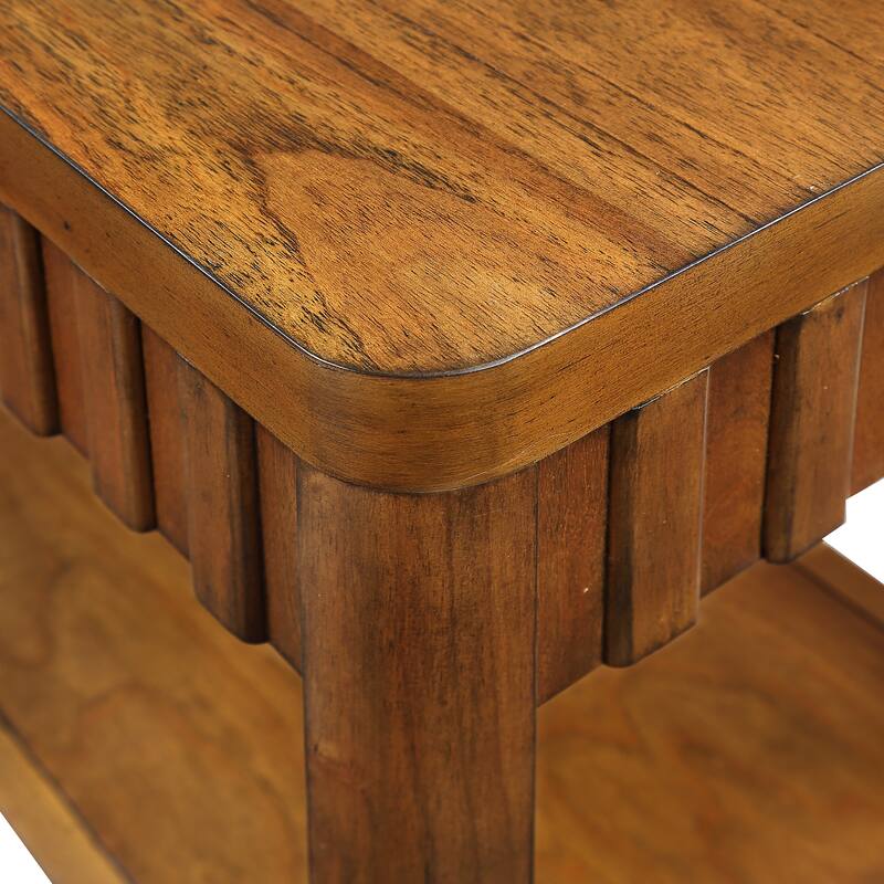 Rectangular End Table Sofa Side Table with Open Storage Shelf
