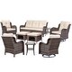preview thumbnail 5 of 78, High Back Brown Wicker Outdoor Patio Conversation Sets with Swivel Chairs