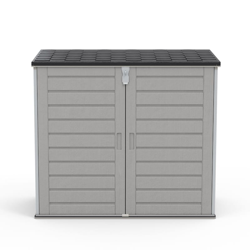4.6 ft. W x 2.7 ft. D Horizontal Outdoor Plastic Storage Shed, Trash Can Storage Cabinet with 3-Doors