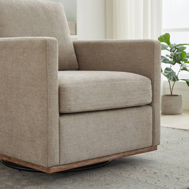 Chenille Swivel Accent Chair (Square Design)