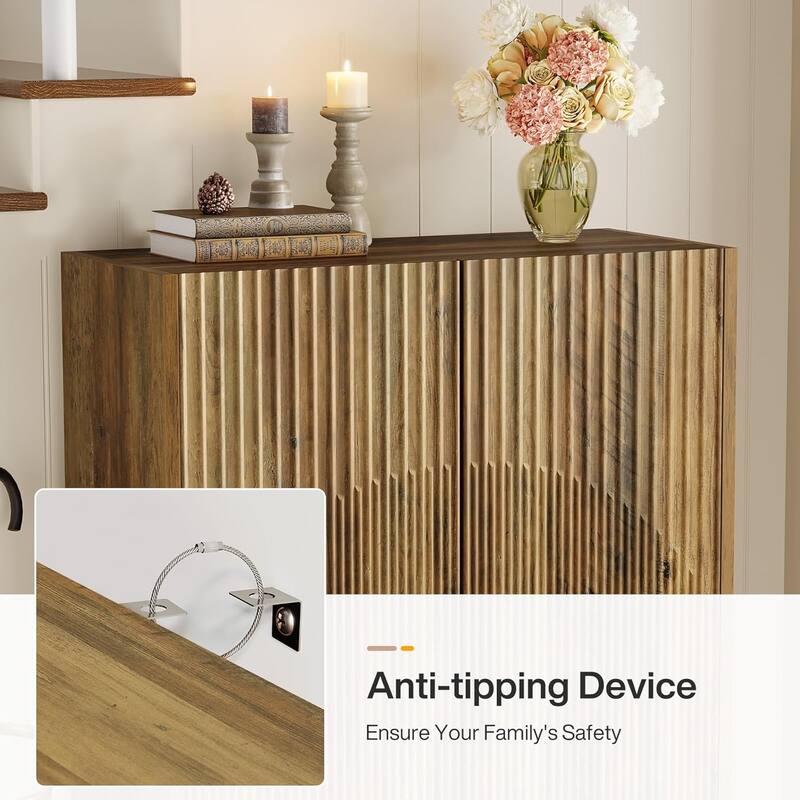 7-Tier Shoe Cabinet with Fluted Doors, 24 Pairs Freestanding Shoe Rack for Entryway, Hallway, Closet, Rustic Brown