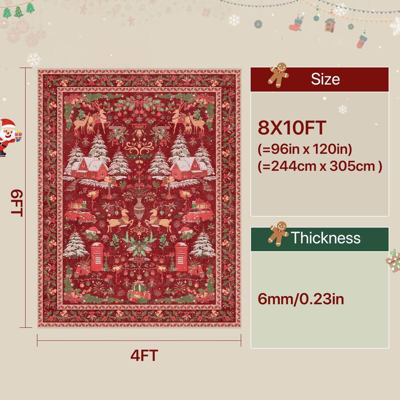 Mcow Holiday Cheer Collection Machine-Washable Hallway Area Rug