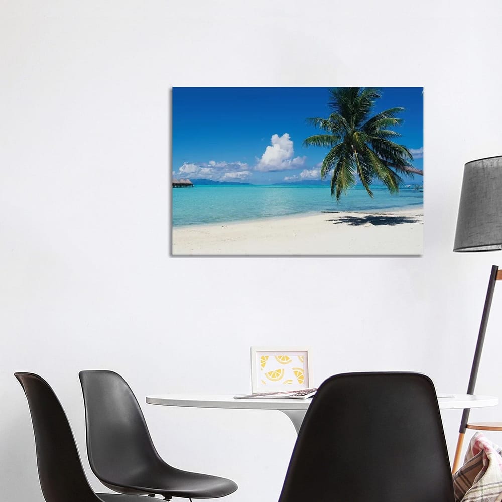 iCanvas "Palm Tree On The Beach, Moana Beach, Bora Bora, Tahiti, French Polynesia" by Panoramic Images Canvas Print