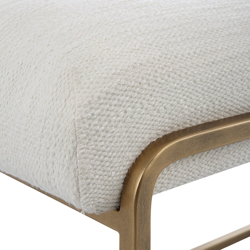 Porch & Den Antique Brass and Cream Cushioned Bench