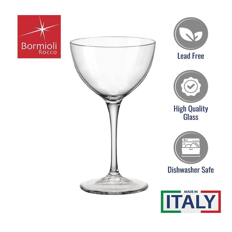 Bormioli Rocco Set of 4 Novecento Stemware Martini Glasses - 8 oz.