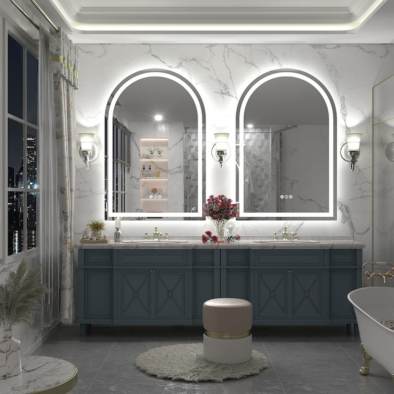 UL Certified Arched LED Anti-fog Tempered Glass Wall Bathroom Vanity Mirror