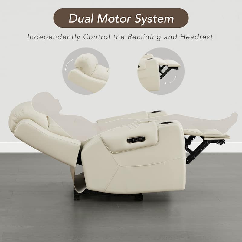 Anya Power Genuine Leather Recliner Chair Lay Flat Recliner