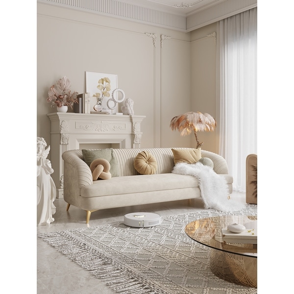 JASIWAY 3 Seat Modern Tufted Velvet Sofa with Metal Feet On Sale