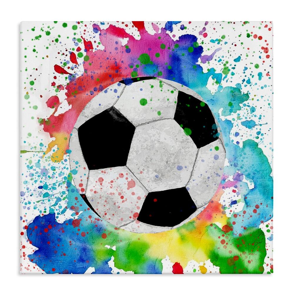 Stupell Vivid Splash & Soccer Ball Canvas Wall Art Design By Kim Allen