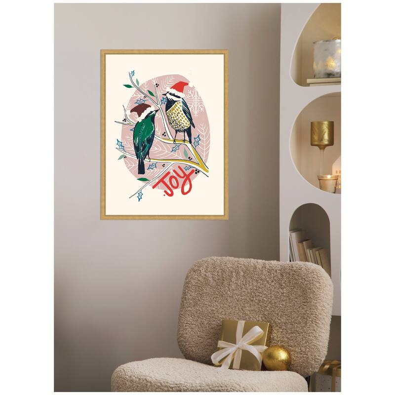 Kate and Laurel Sylvie Framed Canvas Winter Fellow Birds by Hannah Beisang