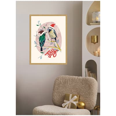 Kate and Laurel Sylvie Framed Canvas Winter Fellow Birds by Hannah Beisang