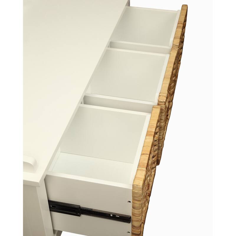 Storage Bench with Drawers - White