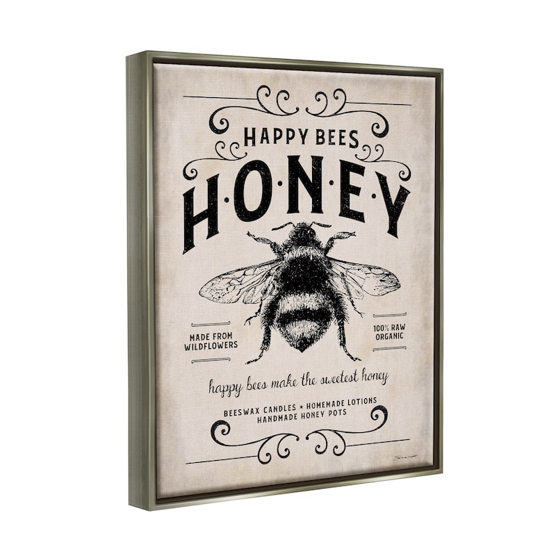 Stupell Honey Bee Rustic Farm Textured Word Design Floater Frame - Beige