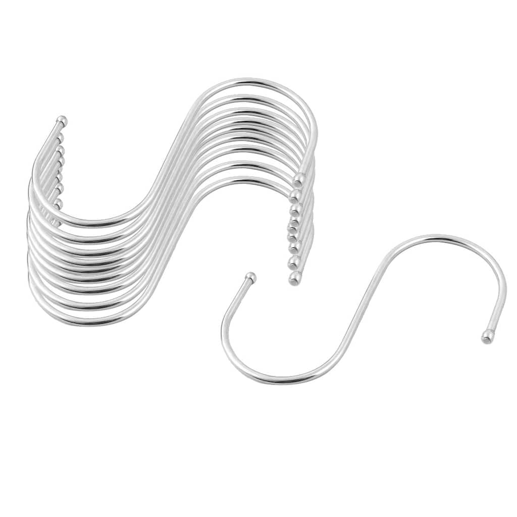 Stainless Steel S Shape Clothes Towel Hanging Hooks Holder 10 Pcs - Silver Tone - 4.9" x 4.5" x 0.16"(L*W*T)