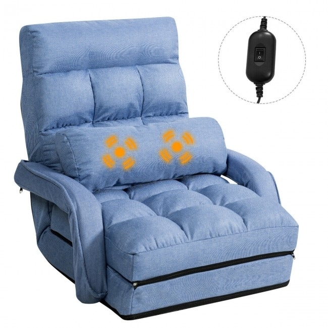Folding floor massage chair sales lazy sofa with armrests pillow