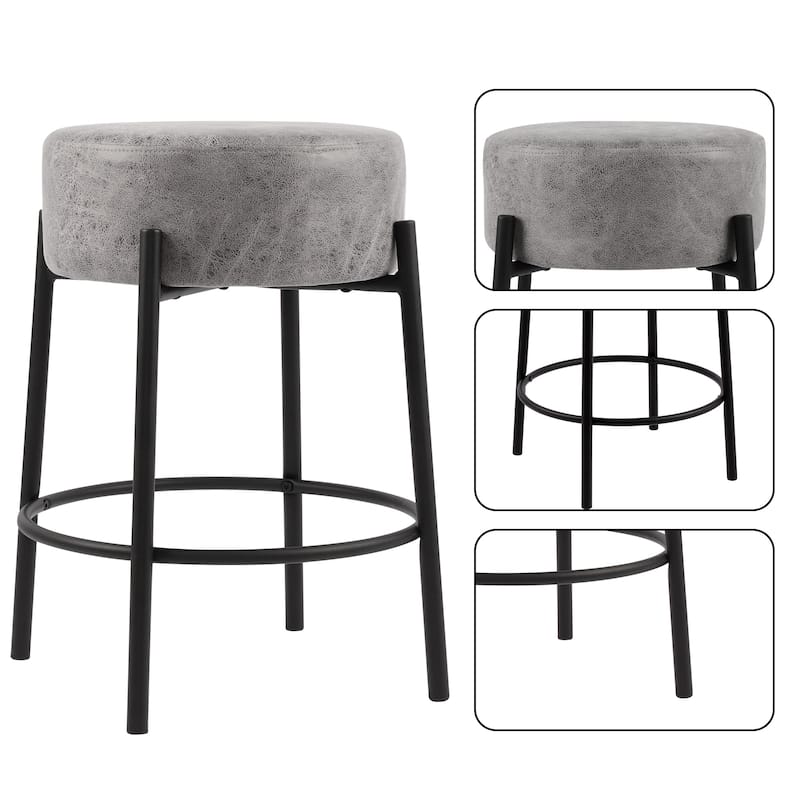 Comfortable Elegant and Modern PU Leather Counter Stools - N/A