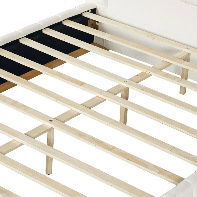 Christopher Knight Home - Modern Minimalist Upholstered Wood Bed with Striped Headboard