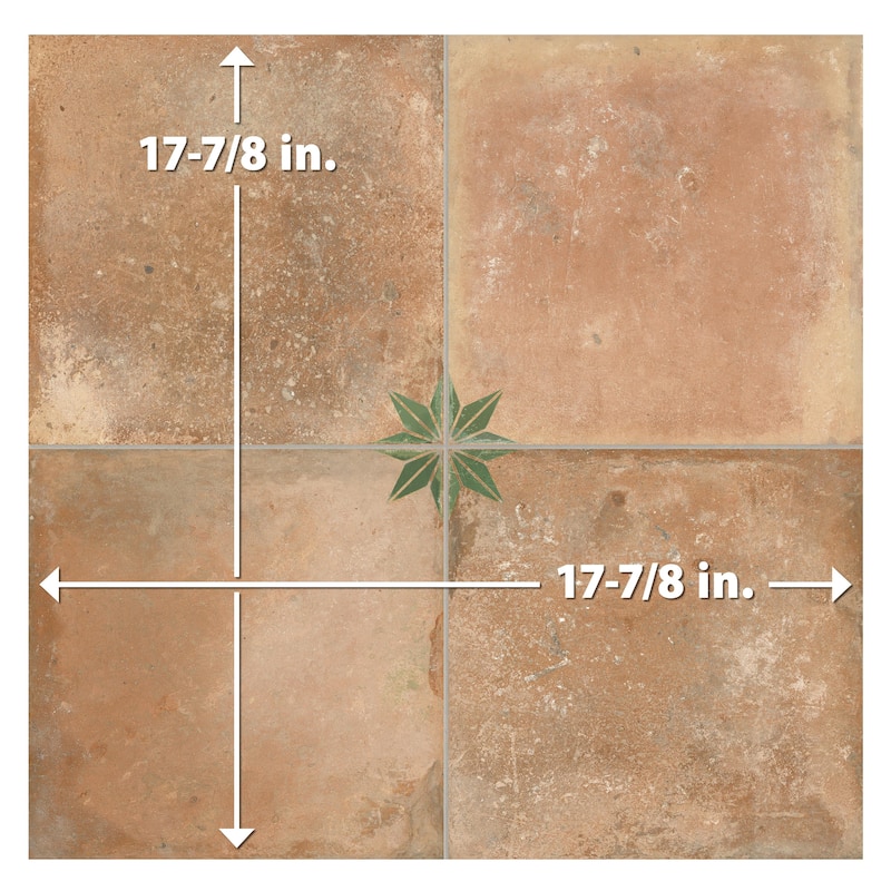 Merola Tile Kings Nonna with Sage Star 17-7/8" x 17-7/8" Porcelain Floor and Wall Tile