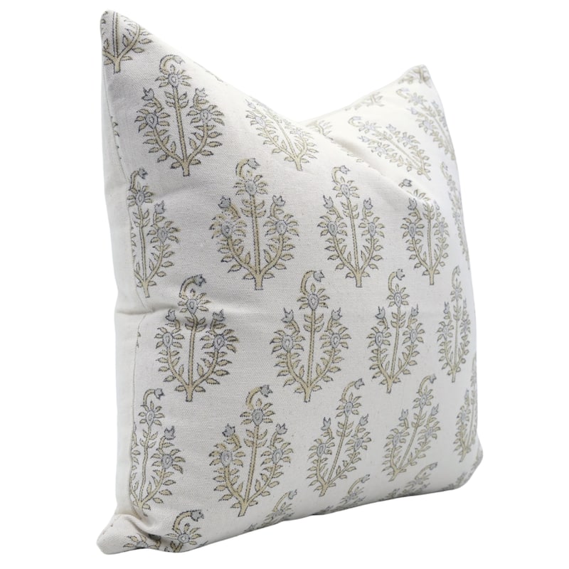Fabdivine Hand Block Print Pillowcase in Cotton for Hotel Floral Cushion Cover Farmhouse Throw Décor, Coastal Tulip