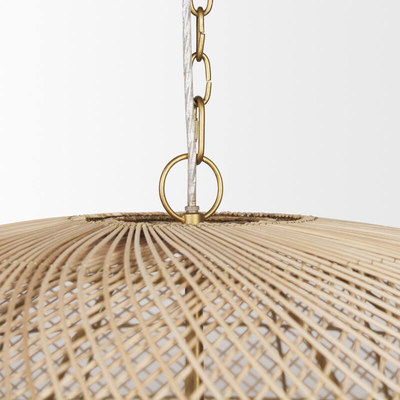 Thad 4-Light Natural Woven Rattan Foyer Chandelier