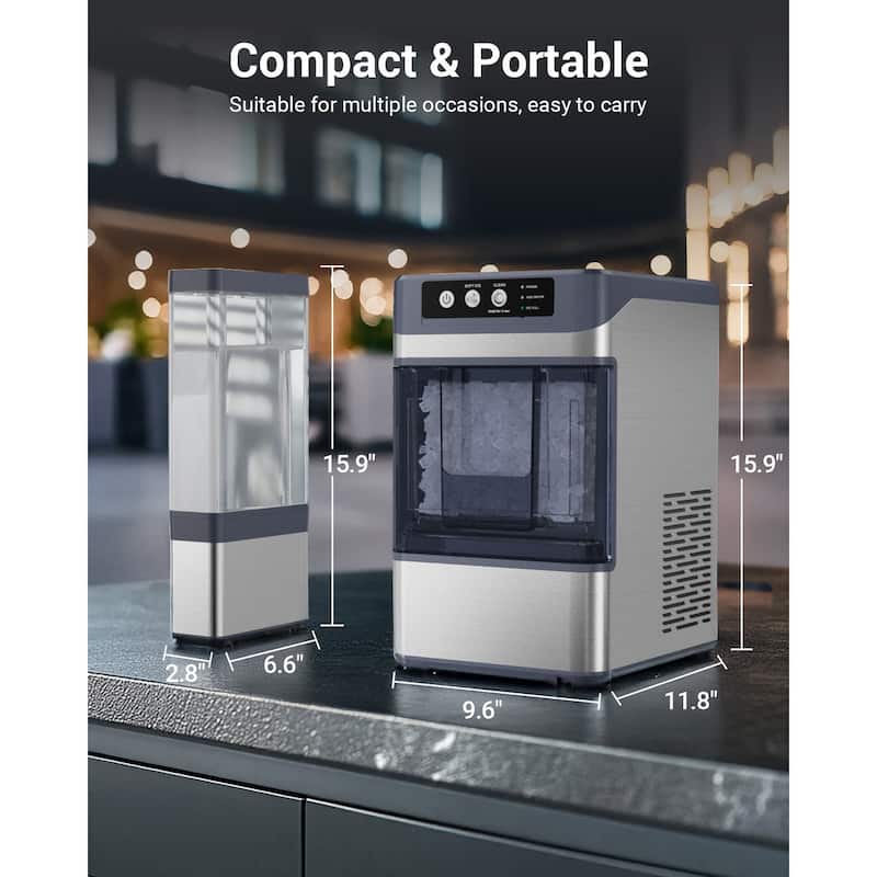 Nugget Ice Makers Countertop, Pebble Ice Machine with Chewable Pellet Ice, 38Lbs/24H
