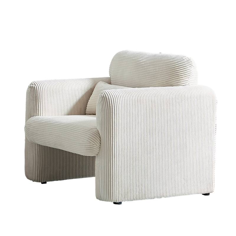 Modern Corduroy Accent Chair with Support Pillow, Set of 1