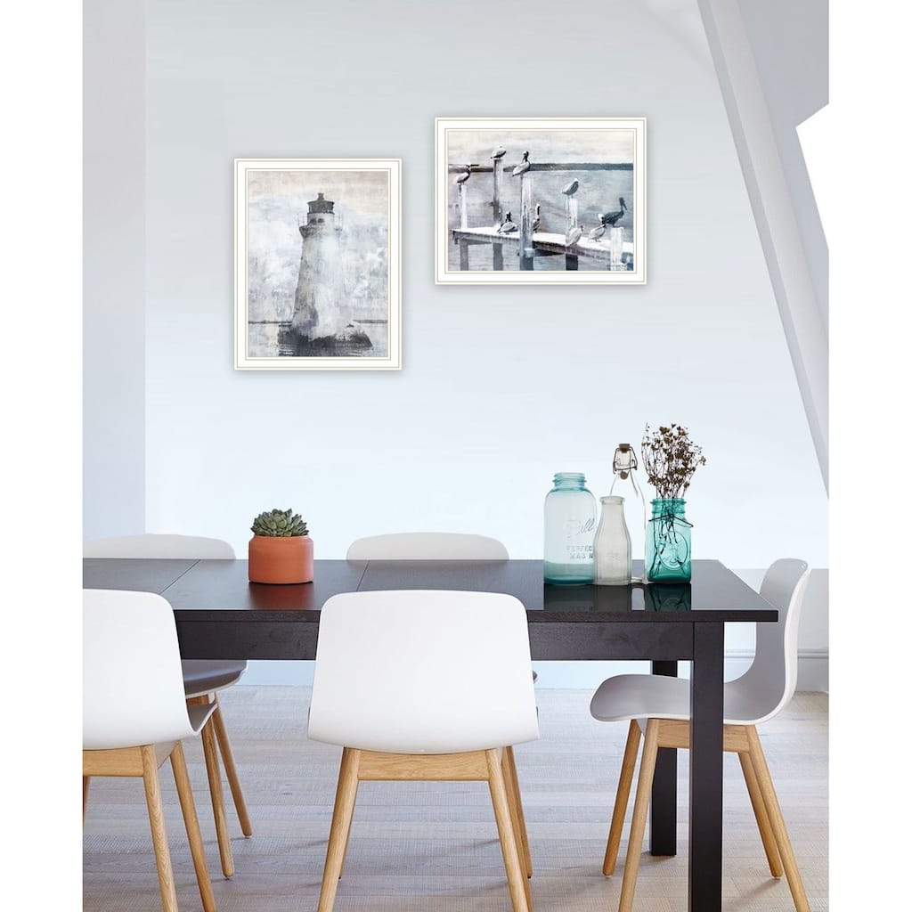 Trendy Decor 4U "Pelicans View of the Lighthouse" Printed Framed Wall Art by Bluebird Barn