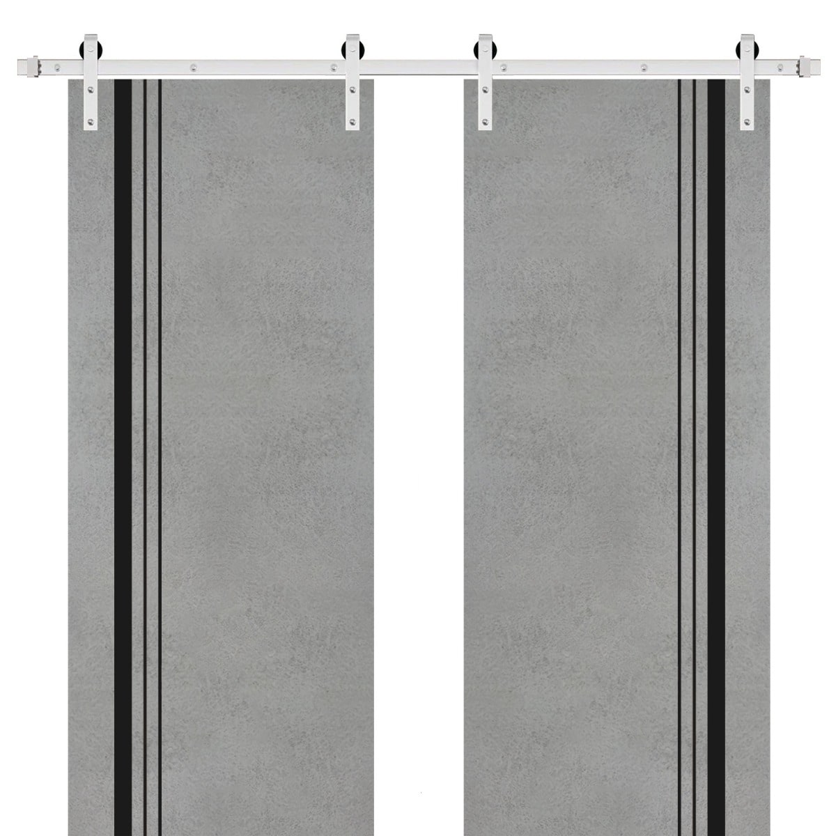 Sturdy Double Barn Door 36 x 80 with Planum 0011 Concrete with 13FT