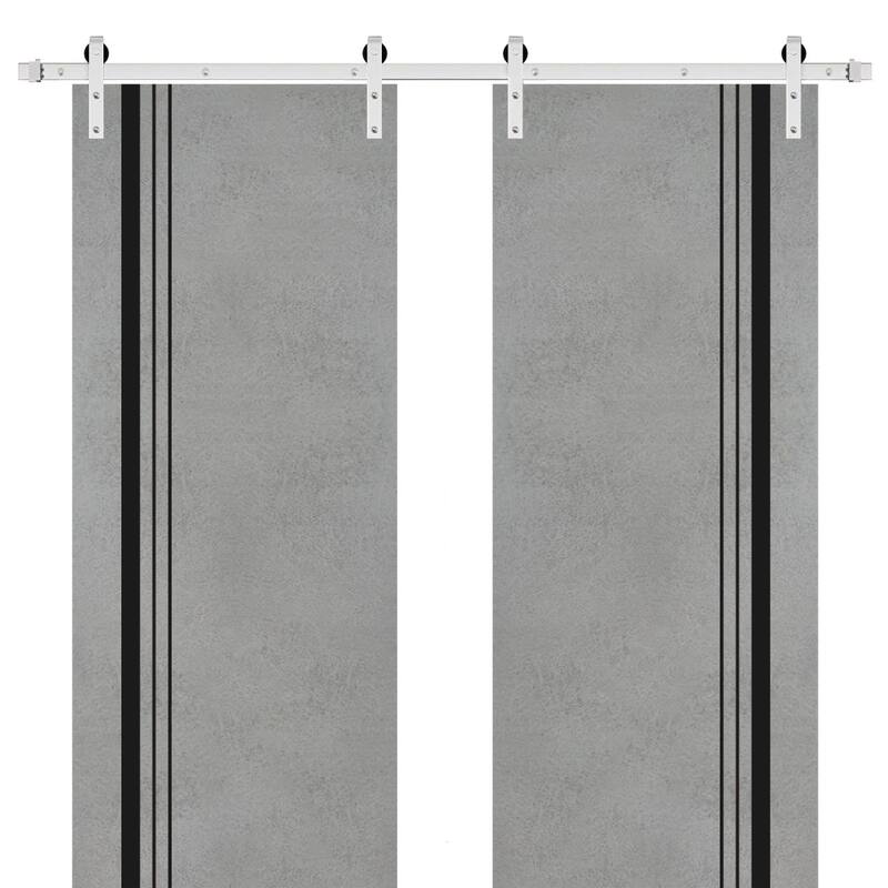 Sturdy Double Barn Door 36 x 80 with Planum 0011 Concrete with 13FT - 72" x 96" ( 2* 36x96)