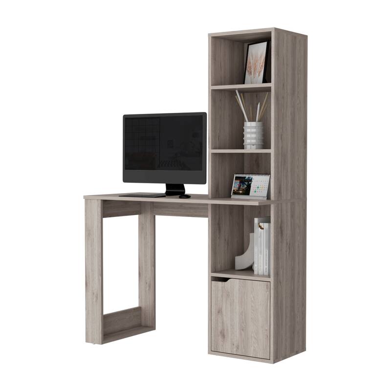 Riverton Computer Desk with Bookcase 4-Tier Shelf and Cabinet