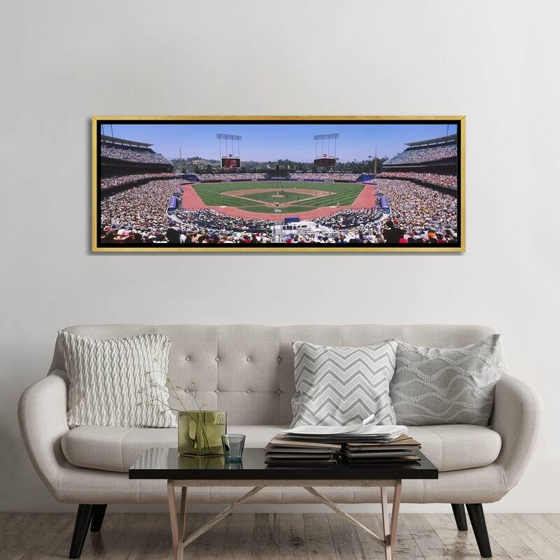 iCanvas "Dodgers vs. Angels, Dodger Stadium, Los Angeles, California, USA" by Panoramic Images Framed Canvas Print
