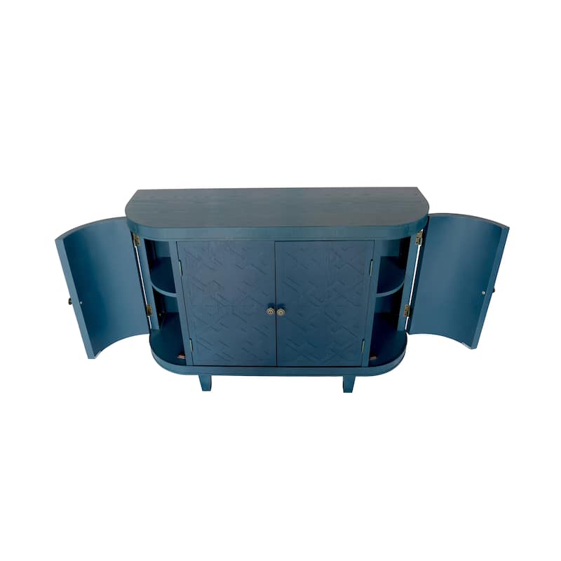 GDF Studio - Paloma 47'' Oval Fluted Storage Cabinet with Sliding Doors