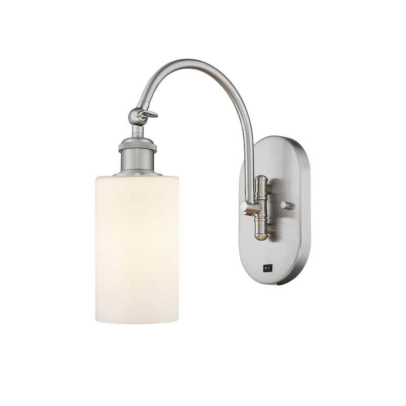 Innovations Lighting 518-1W-13-5 Clymer Sconce Clymer 13" Tall Wall - Brushed Satin Nickel / Matte White