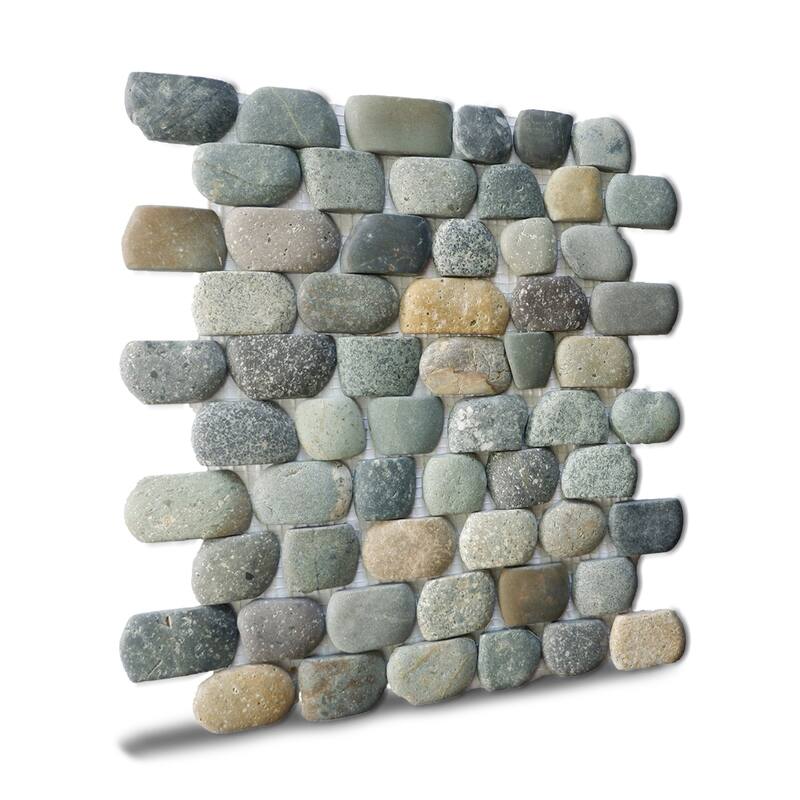 Strip Mix Pebble Mosaic Tiles for Backsplash Kitchen and Bathroom Wall (10.5" X 12") 5 tiles per case - Case (5 Tiles)