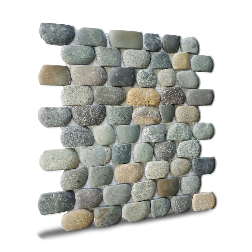 Strip Mix Pebble Mosaic Tiles for Backsplash Kitchen and Bathroom Wall (10.5" X 12") 5 tiles per case - Case (5 Tiles)