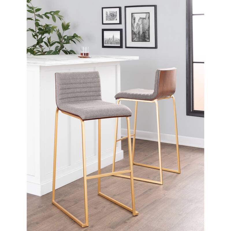 Silver Orchid Magda 30" Fixed-Height Upholstered Bar Stool (Set of 2)