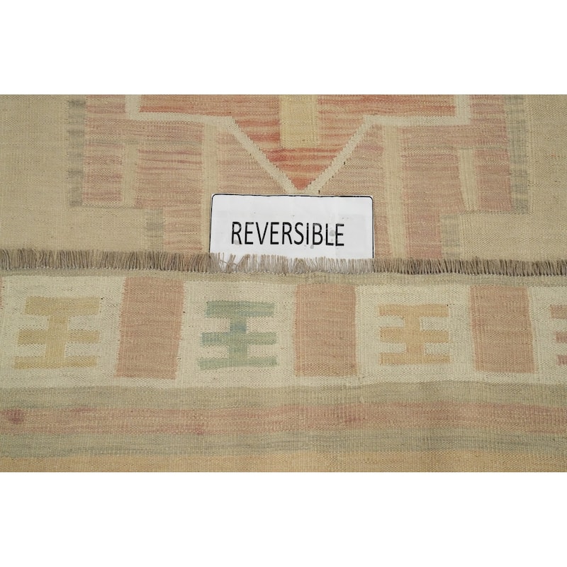 Hand Woven Oriental 100% Wool Carpet Southwestern Tribal Multi-Colored Kilim Area Rug - 11' 8'' X 8' 11''