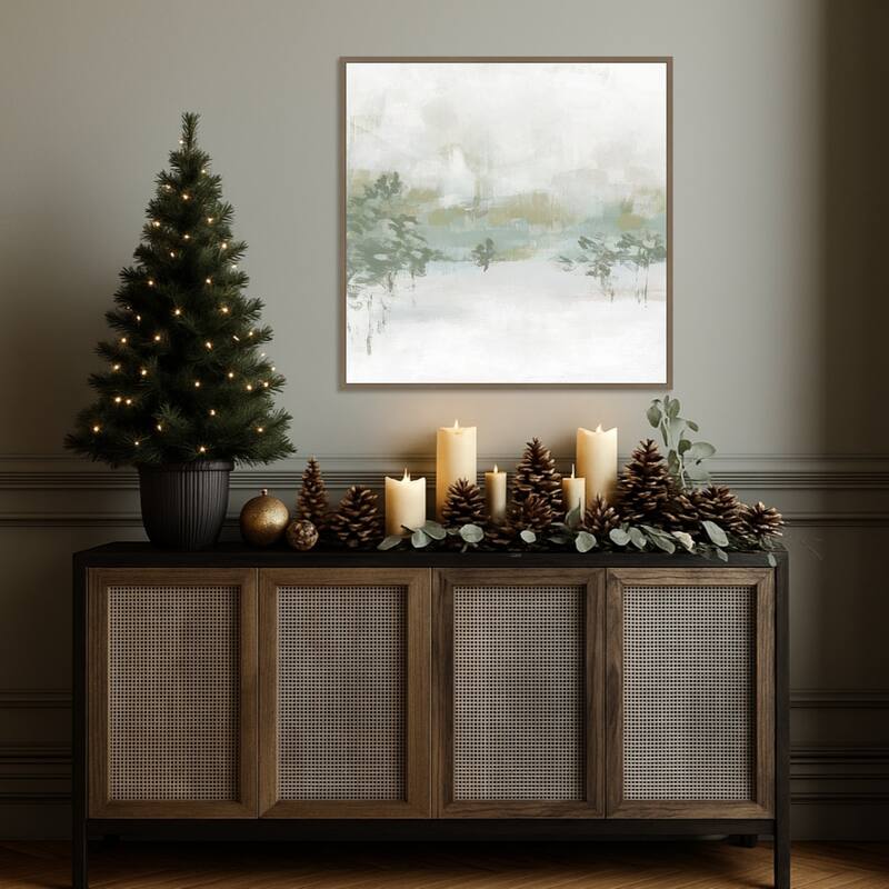 Winter Hillside I by June Erica Vess Framed Canvas Wall Art Print - Sylvie Dark Gold