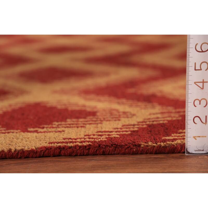 Hand Knotted Oriental 100% Wool Carpet Modern Geometric Red Moroccan Area Rug - 9' 7'' X 7' 11''