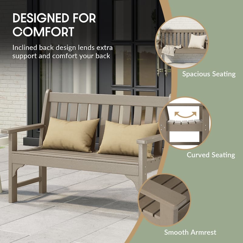 Polytrends Laguna 3-Piece Outdoor Patio Bench Set With Coffee Table
