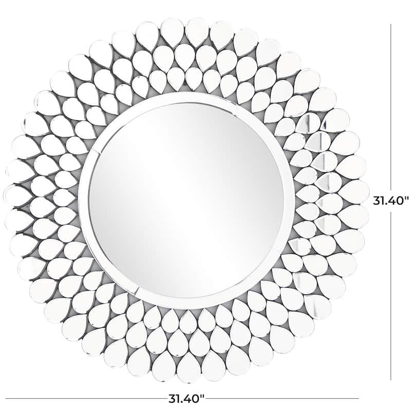 Glass Starburst Room Wall Mirror with Teardrop Embellishment - Silver - Roche River Decor