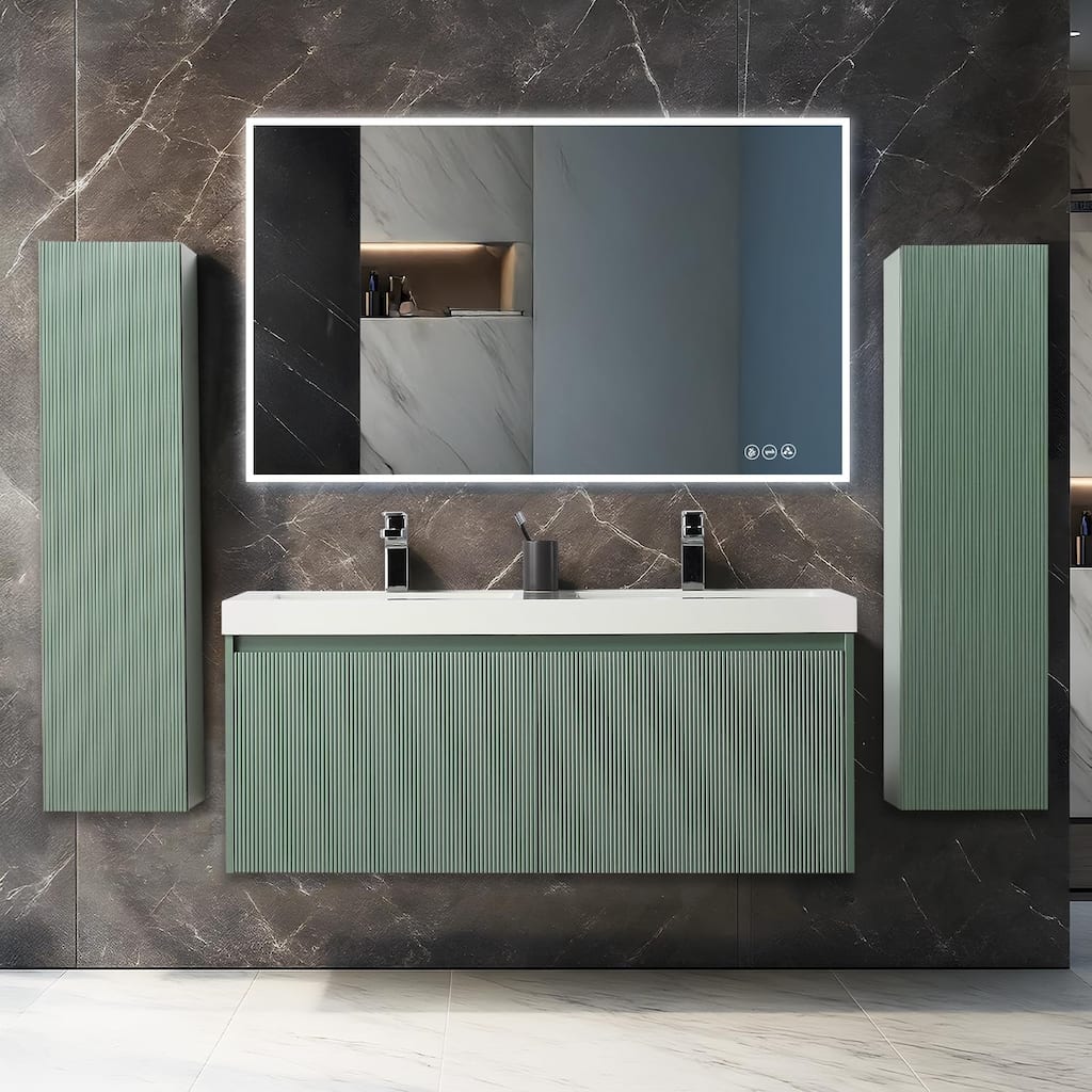 Blossom Positano 48" Floating Double Sink Vanity with Side Cabinets