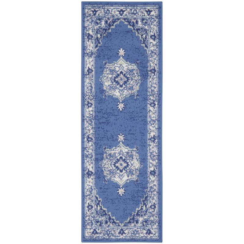 Joqu Power Loomed Distressed Abstract Floral Non Skid Stain Resistant Area Rug By HomeRoots - 96' X '24' X '0.39
