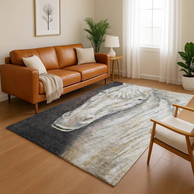 Premium Washable Super Soft Modern Horse Mayfield Rug - Ivory - 9' x 12'